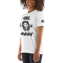 Load image into Gallery viewer, RLM Short-Sleeve Woman’s White T-Shirt (Lion head on back w/RLM letters on sleeve)
